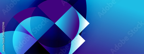 Abstract shapes blend vibrant blues, purples. Gradient colors create dynamic composition, modern aesthetic. Smooth transitions suggest movement, depth.