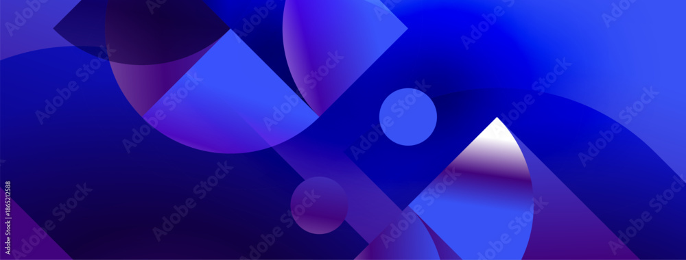 Obraz premium Abstract composition featuring flowing shapes, vibrant blues, purples. Gradient effects create depth, dynamic visual experience.