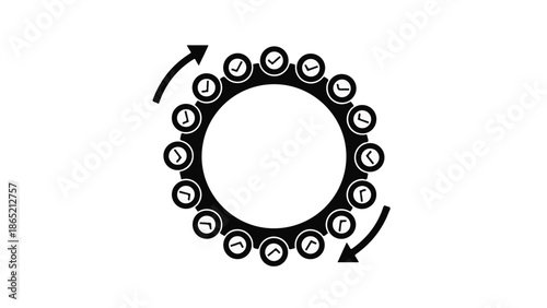 Mechanical bearing gear component with rotational arrows technical illustration for engineering and industrial applications