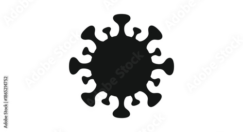 A detailed illustration of a coronavirus particle showcasing its spiky outer structure as a silhouette