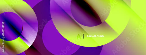 Abstract fluid shapes, vibrant colors blend. Purple, yellow gradients create dynamic composition. Modern design, smooth transitions visible.