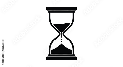 A striking black and white depiction of an hourglass showing the passage of time silhouette