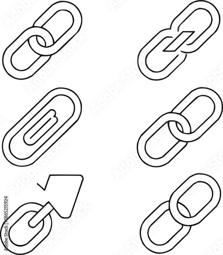 Minimal Link Icon Set  Chain Symbol, Attachment, and Web Connection Elements