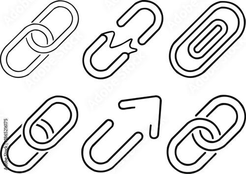 Minimal Link Icon Set  Chain Symbol, Attachment, and Web Connection Elements