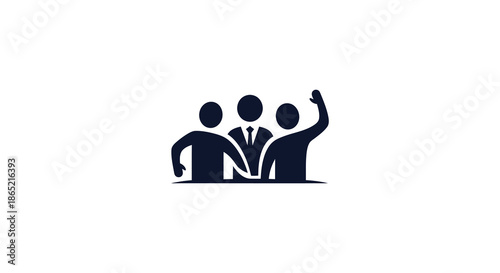 A group of three people depicted in a dark minimalist style showcasing a striking silhouette