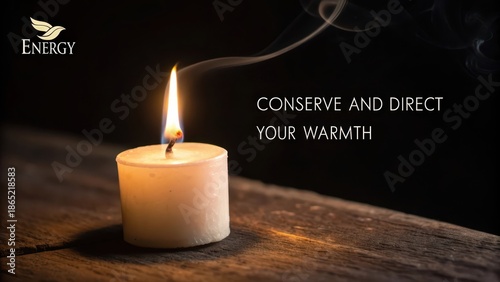 A Single White Candle Flame Flickers Softly in the Dark, Emitting Warmth and Smoke