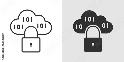 Encrypted Cloud Icon representing secure cloud storage, protected data, encrypted file sharing, and cloud cybersecurity.