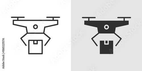 Drone Delivery Icon representing autonomous delivery systems, aerial logistics, smart transportation, and last-mile delivery technology.