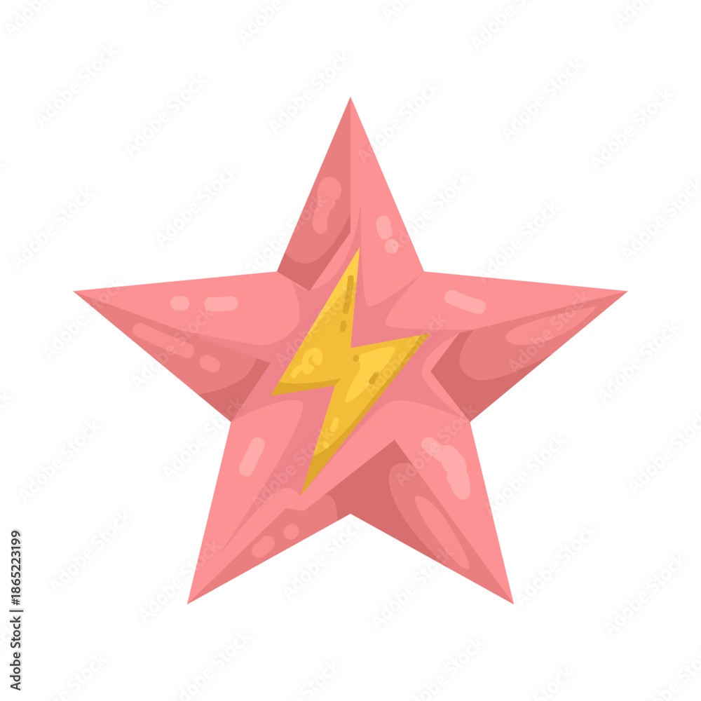 Obraz premium Illustration of Pink Star with Lightning Bolt
