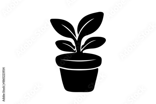 Plant Pot Icon Solid Black Indoor Gardening Symbol