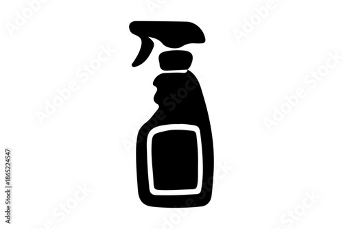 Cleaning Spray Bottle Icon, Household Cleaner Symbol, Black Solid Vector