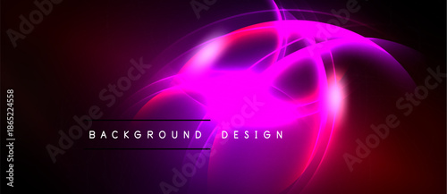 Abstract neon glow, vibrant pink hues, dark background. Dynamic lines create futuristic visual impact. Design elements suggest energy, motion.