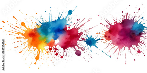 Colorful rainbow Holi paint color powder splash explosion isolated in transparent background