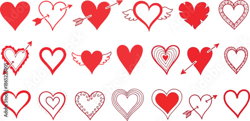 Valentine's day heart illustrations for love and romance on february 14th