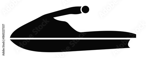 Jet Ski Silhouette Vector Icon of Personal Watercraft Rider on Waves for Summer Water Sports Design