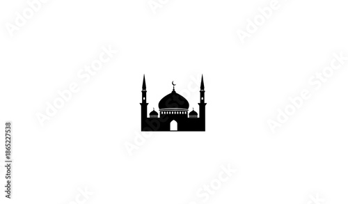 Islamic Mosque Symbol Vector Logo, Black Silhouette Sign Design Template
