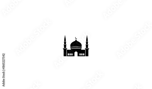 Minimalist Mosque Icon Vector, Black Silhouette Islamic Logo Template