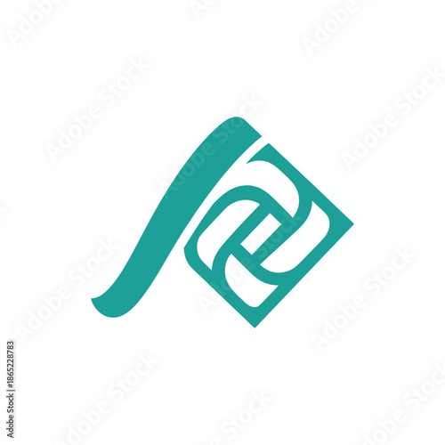 Abstract teal logo design featuring intertwined elements on a white background