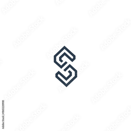 Abstract geometric logo design on a white background from a front viewpoint