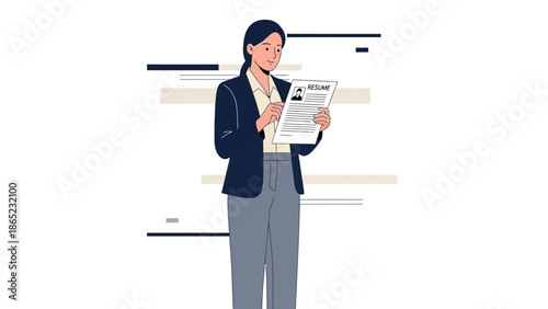 Woman holding resume, job application, career, recruitment, interview, professional woman