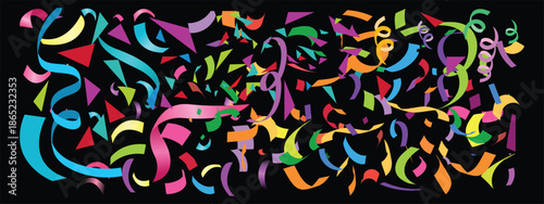 Colorful vector confetti on transparent background, festive celebration decoration for party, birthday and holiday design, background 