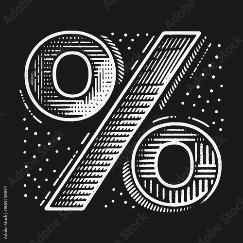 Hand-Drawn Percentage Sign Illustration for Financial and Marketing Concepts.