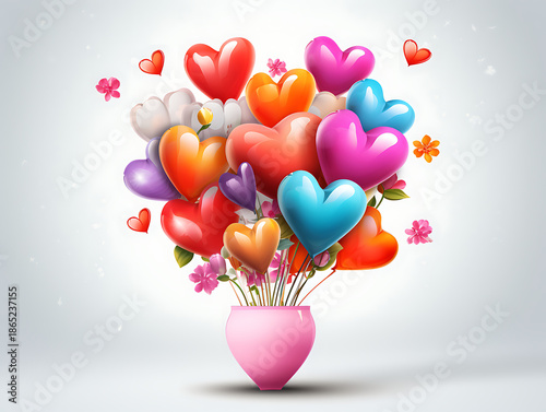 balloons in the shape of heart, Red heart balloons on white background valentine love romantic
