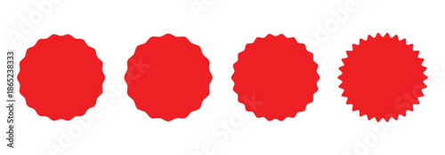 Set of vector red starburst. Collection of red Starburst sticker set for Price sticker, sale sticker, price tag, quality mark, retro stars, sale.