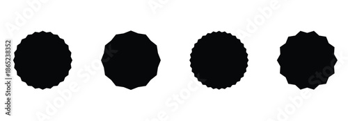 Set of black starburst, badges. Design elements - best for discount, price tag, sale, quality mark. Flat vector illustration isolated on white background.