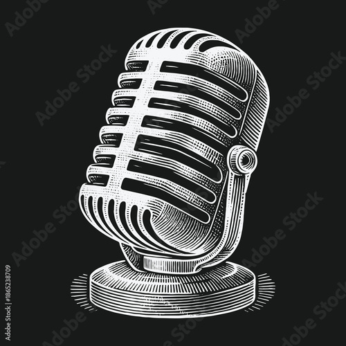 Vintage Microphone Illustration: A Classic Symbol of Voice and Performance.
