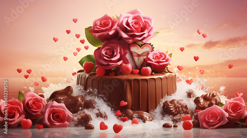 chocolate cake with rose, Stunning catalogue of delicious chocolate photos to use as background
