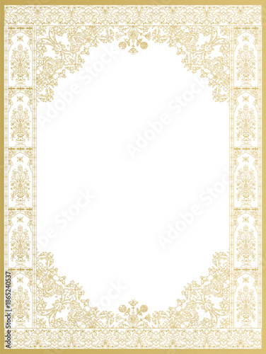 Luxury Gold Floral Wedding Invitation Border Frame