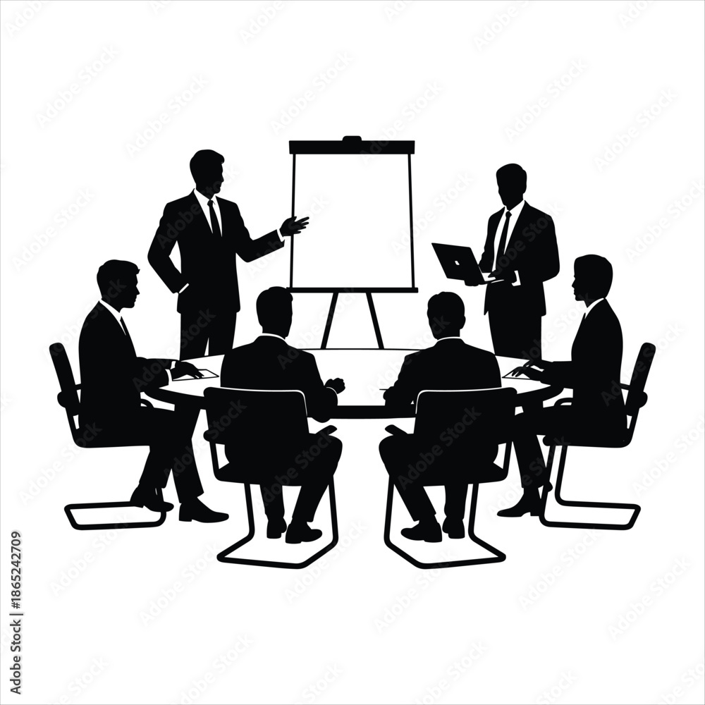 Fototapeta premium Business Presentation Meeting Silhouette with Team Discussion