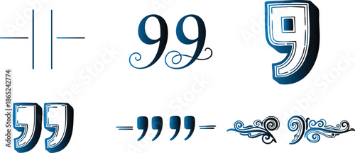 Elegant vintage number designs with decorative flourishes for classic branding and typography.