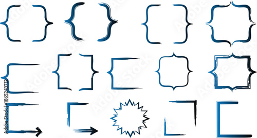 Hand-drawn style bracket and flourish elements for elegant text frames and design accents