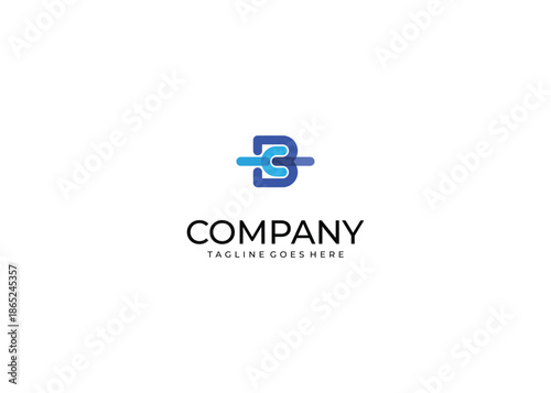 Modern Abstract Vector Logo Featuring Overlapping Blue and Cyan Geometric Lines Forming a Stylized Letter B for Technology and Networking Identity