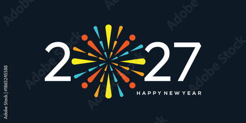 2027 happy new year logo design template, fireworks, spark happy new year 2027 logo design graphic vector