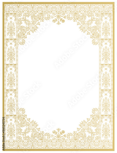 Luxury Gold Floral Wedding Invitation Border Frame