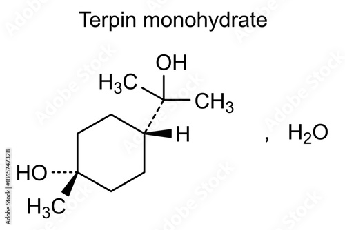 Terpin monohydrate, chemical structure of terpin monohydrate, drug substance