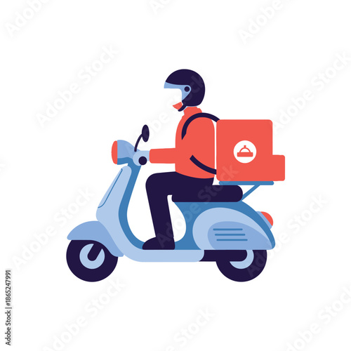Delivery rider on scooter with food box