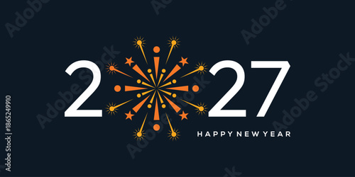 2027 happy new year logo design template, fireworks, spark happy new year 2027 logo design graphic vector
