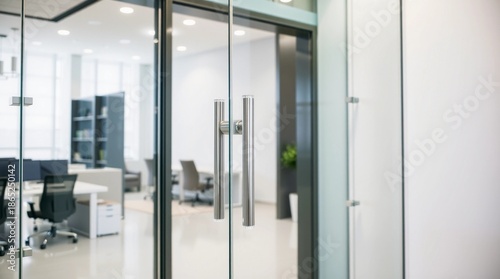 Glass Door Entrance Interior Office Building Modern Architecture Window
