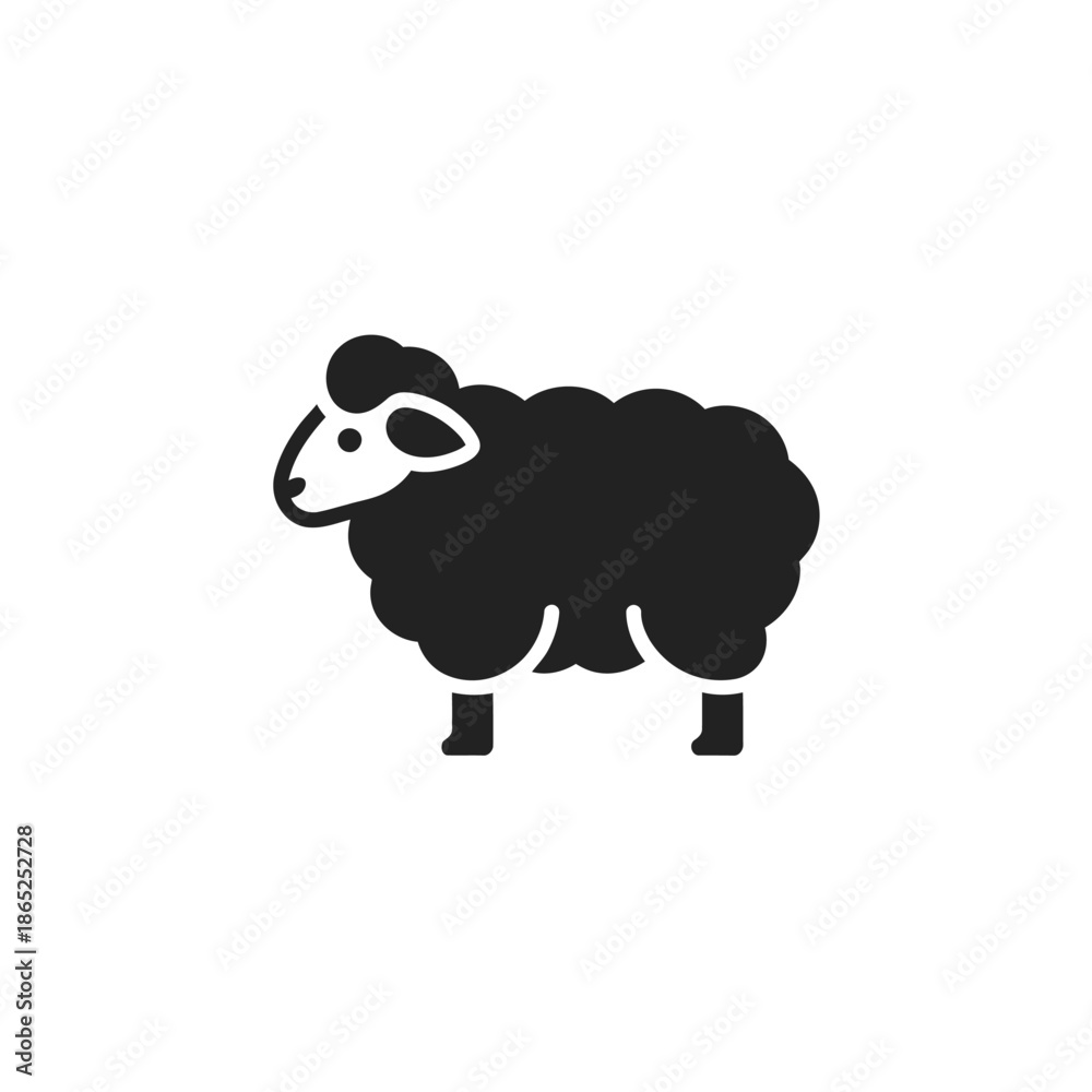 Obraz premium Simple black sheep icon illustration for farm animal or livestock design projects