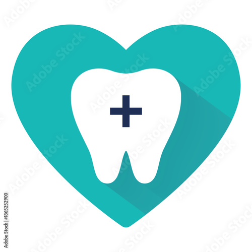 Dental Care Heart Icon - Tooth Health Medical Symbol - Vector Illustration
