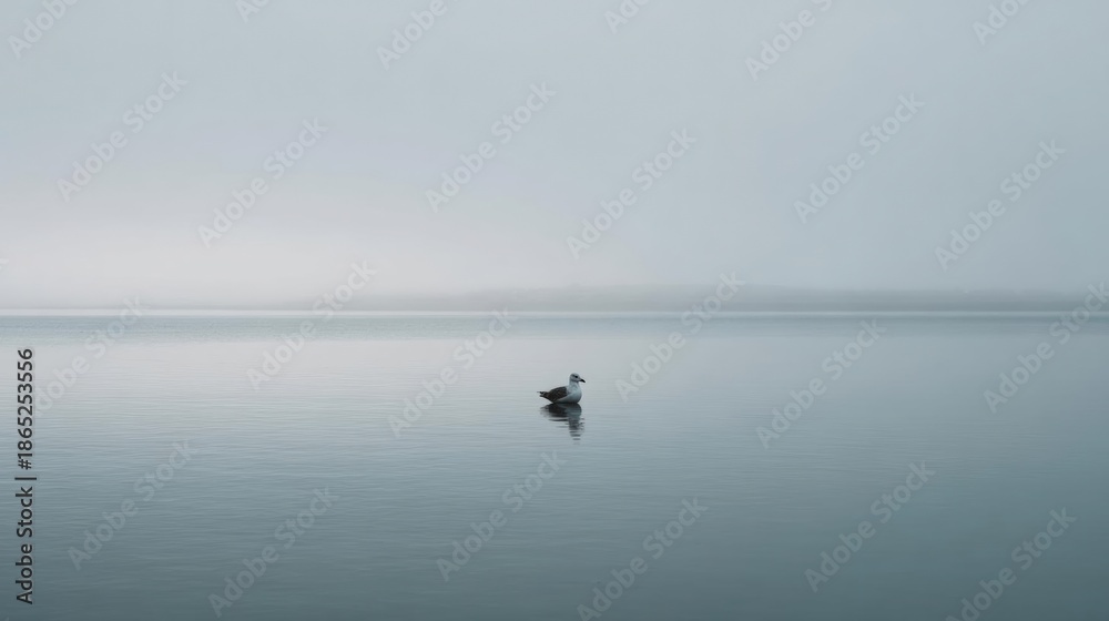 Fototapeta premium Photograph of a calm body of water. the water is a light blue-green color and appears to be calm and still. the sky is overcast and the horizon is visible in the distance.