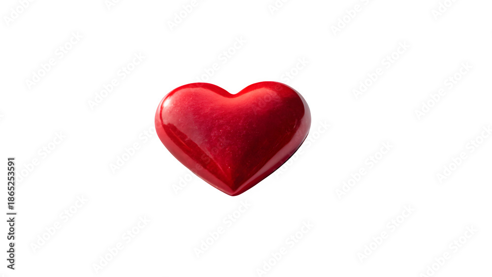 Obraz premium Single Red Heart Isolated with Soft Shadow – Minimal Valentine Concept