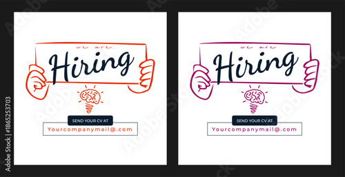Creative we are hiring job vacancy social media post or Social Media Banner design template, We are hiring job vacancy square web banner layout