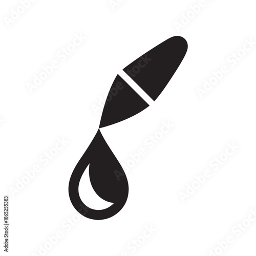 A simple black icon illustrating a chemical dropper releasing a single drop