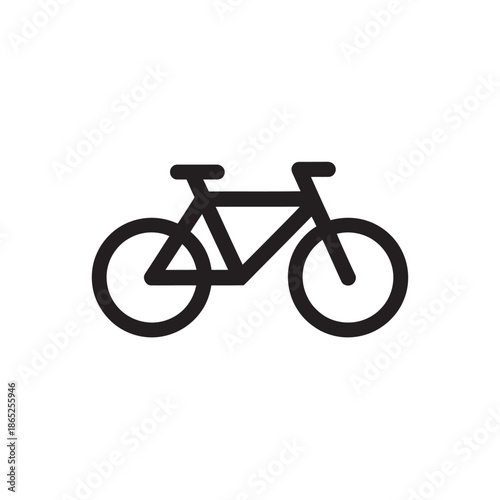 Minimalist black and white outline icon of a bicycle on a plain background