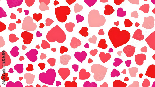 Seamless pink and red vector pattern with hearts creates a romantic Valentine's Day wallpaper texture for wedding cards and holiday celebration designs